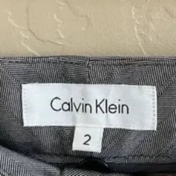 Calvin Klein Silver Herringbone Straight Leg Trouser Pants - Sz.2 - NWOT - Picture 6 of 6